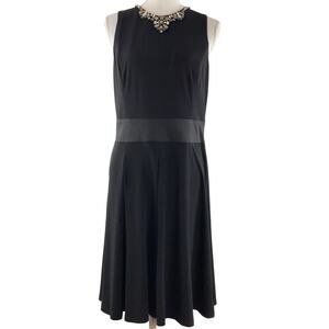 Lauren Ralph Lauren Women's Black Matte Jersey Rhinestone Embellished Dress